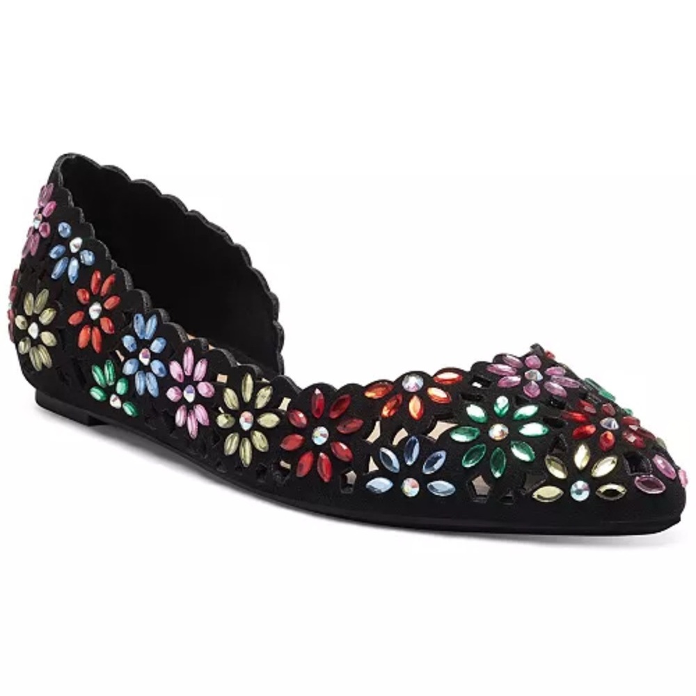 NEW- INC International Concepts Black Mabley Floral Flats size 8